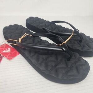 Roxy Shoresoft Black Flip Flop Sandals Womens Size 10 Comfort Footbed ARJL101111